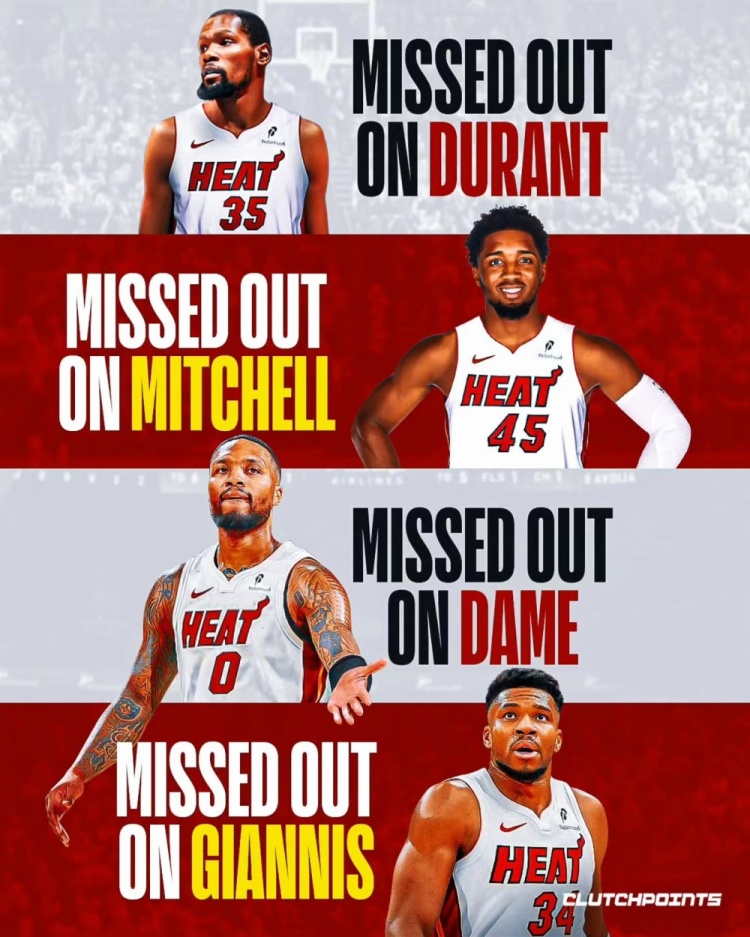 半岛体育官方网站-一无所获！近年热火接连错过KD/米切尔/利拉德/字母哥 曾三次追KD